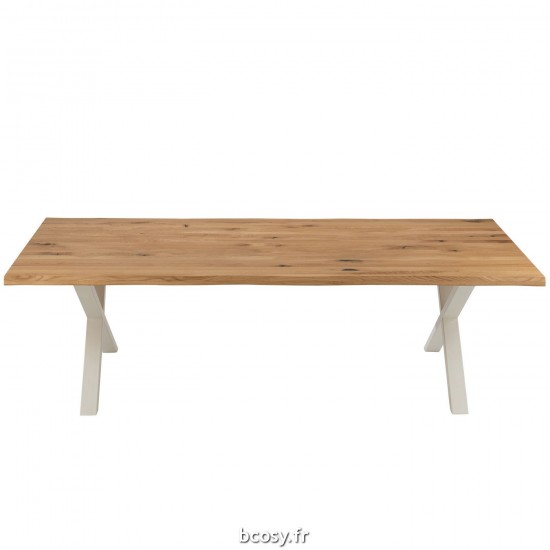 J-Line J Line tables a manger de repas Jolipa Pieds De Table Croix Acier Blanc.
