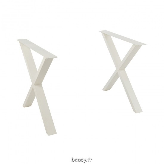 J Line Pieds De Table Croix Acier Blanc L86xB12xH73 cm JLine 32012 by Jolipa 32012.
