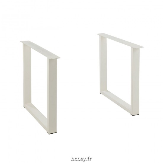 J Line Pieds De Table Rectangle Acier Blanc L86xB10xH13 cm JLine 32013 by Jolipa 32013.