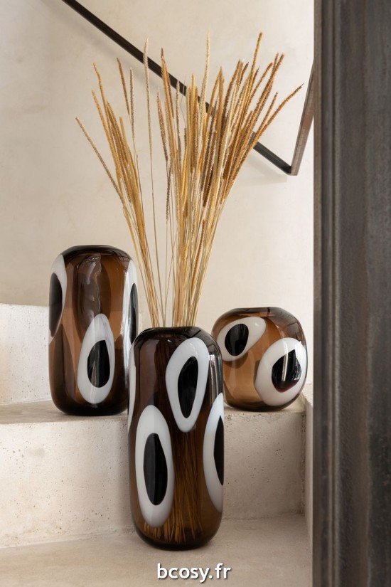 Jolipa Vase Izzy Verre Blanc Marron Medium.