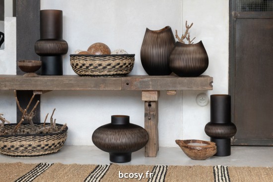 Jolipa Vase Ligne Boule Verre Marron Small.