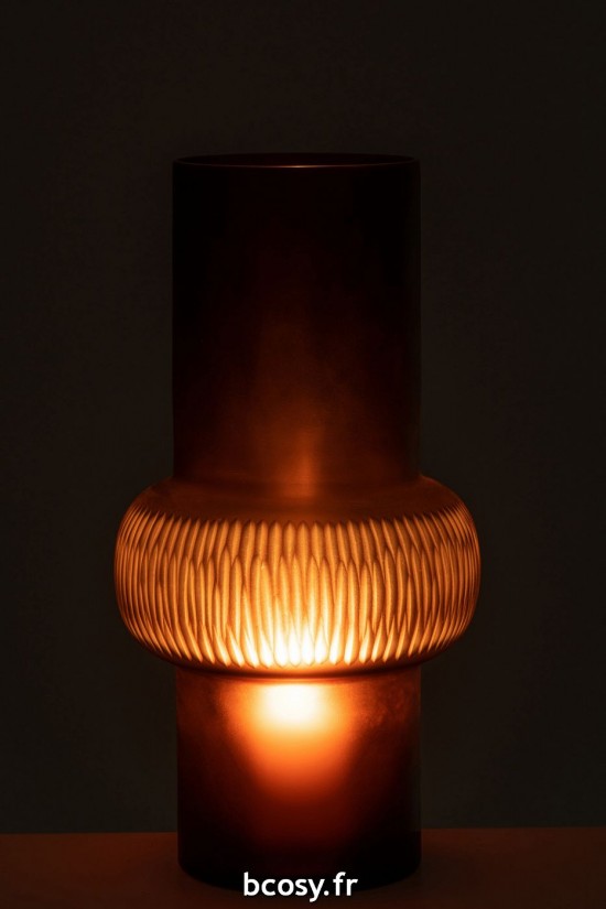 J-Line J Line vases Jolipa Vase Ligne Boule Verre Marron Large.