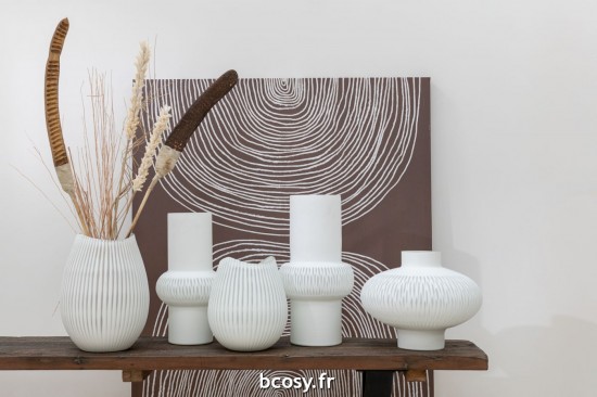 J-Line J Line vases Vase Ligne Boule Verre Blanc Large.