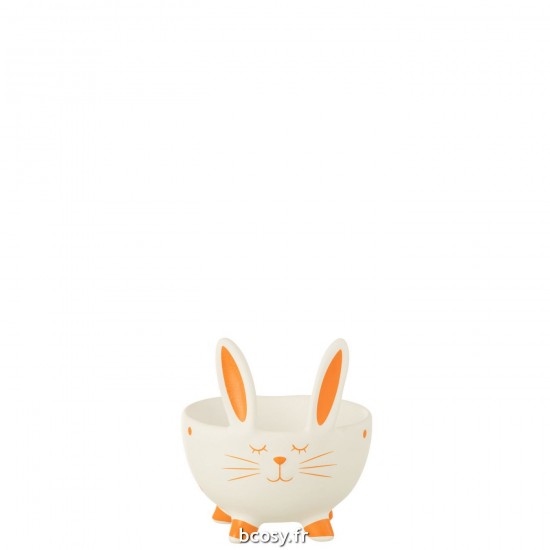 J Line Bol Lapin Orange Ceramique Large L13xB13xH14 cm JLine 32120 by Jolipa 32120.