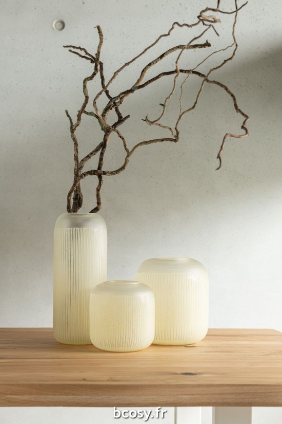 Jolipa Vase Lignes Verre Jaune Clair Small.