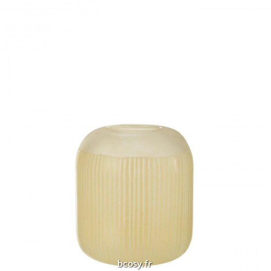 J Line Vase Lignes Verre Jaune Clair Medium L20xB20xH24 cm JLine 32168 by Jolipa 32168.