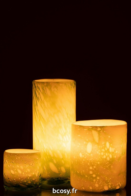 J-Line J Line vases Photophore Marbre Verre Vert Blanc Large.