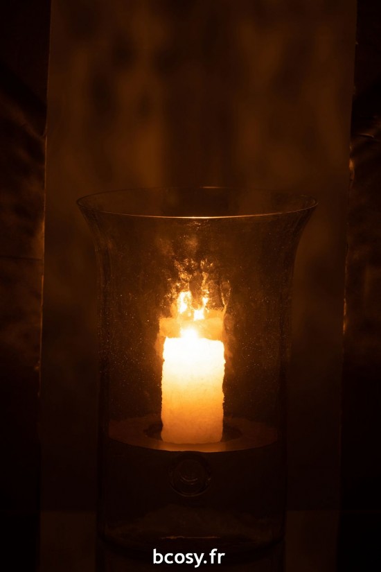 J-Line J Line photophores Jolipa Bougeoir Plat Verre Flou Transparent Small.