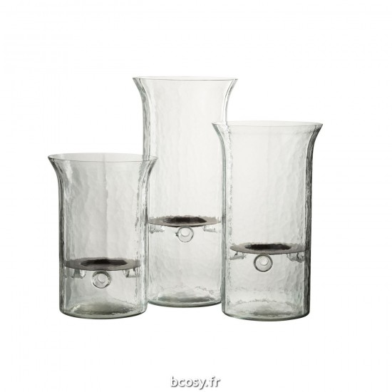 Jolipa Bougeoir Plat Verre Flou Transparent Large.