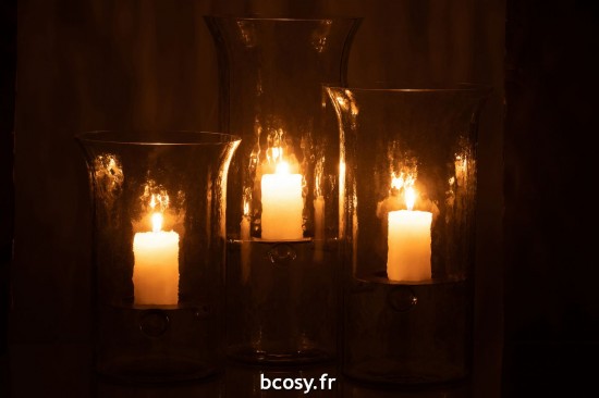 J-Line J Line photophores Bougeoir Plat Verre Flou Transparent Large.