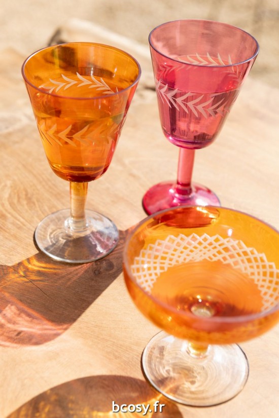 Jolipa Verre Sur Pied Rond Verre Orange.