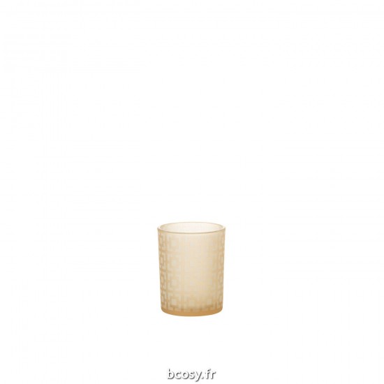 J Line Photophore Carres Verre Beige Medium L10xB10xH13 cm JLine 32342 by Jolipa 32342.