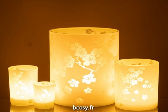 J-Line J Line photophores Photophore Fleurs Verre Vert Extra Large.