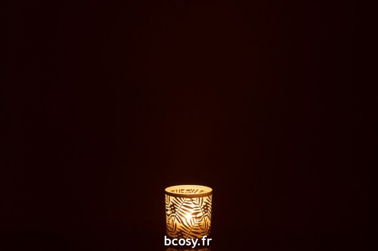 J-Line J Line photophores Jolipa Photophore Feuilles Verre Blanc Small.