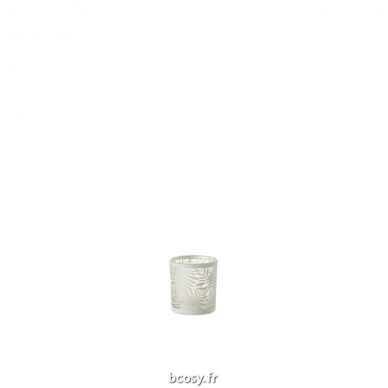 J Line Photophore Feuilles Verre Blanc Small L8xB8xH8 cm JLine 32353 by Jolipa 32353.