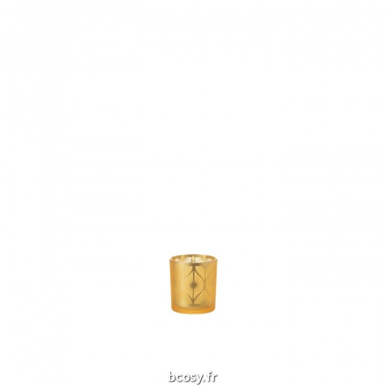 J Line Photophore Losange Fleurs Verre Jaune Small L7xB7xH8 cm JLine 32373 by Jolipa 32373.