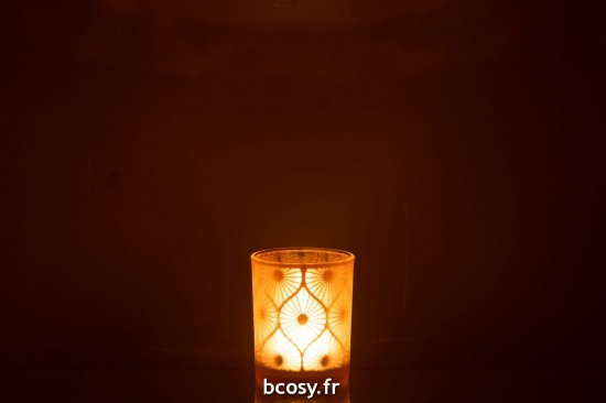 J-Line J Line photophores Jolipa Photophore Losange Fleurs Verre Jaune Medium.