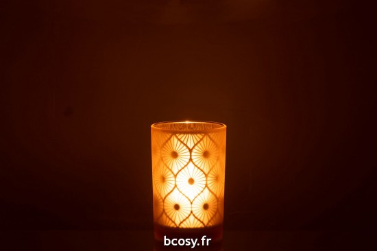 J-Line J Line photophores Jolipa Photophore Losange Fleurs Verre Jaune Large.