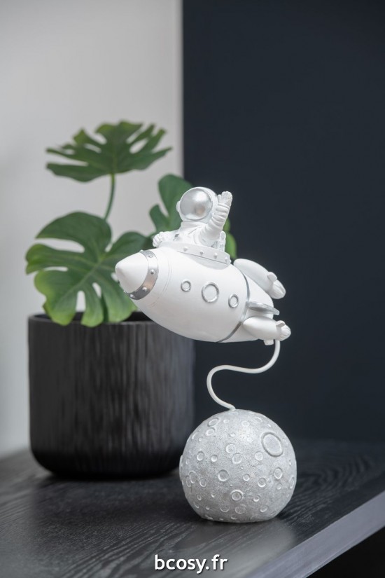 Jolipa Fusee Astronaute Poly Blanc Argent.