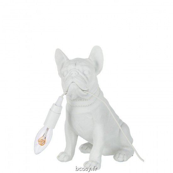 J Line Lampe Bulldog Poly Blanc L26xB14xH28 cm JLine 32495 by Jolipa 32495.