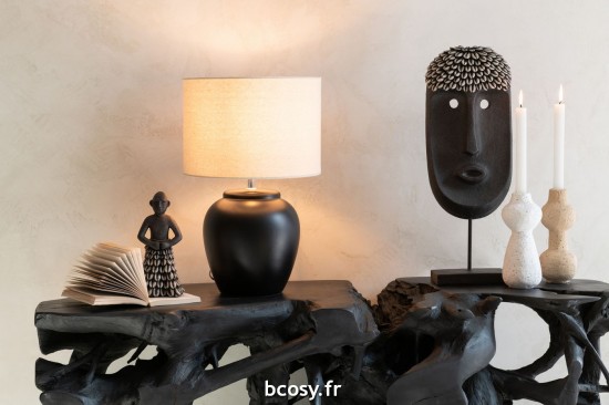 Jolipa Masque Ethnique Pierre Resine Noir Large.