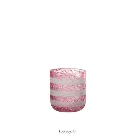 J Line Photophore Lignes Verre Rouge Blanc Small L9xB9xH10 cm JLine 32708 by Jolipa 32708.