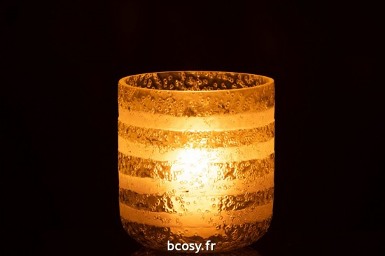 J-Line J Line photophores Jolipa Photophore Lignes Verre Jaune Blanc Large.