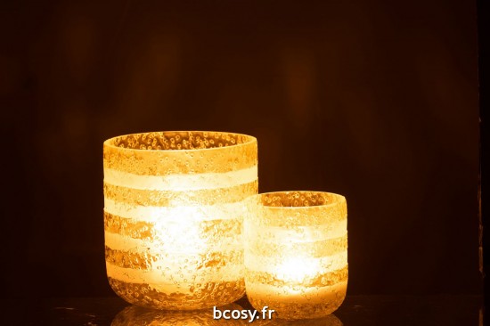 J-Line J Line photophores Photophore Lignes Verre Jaune Blanc Large.