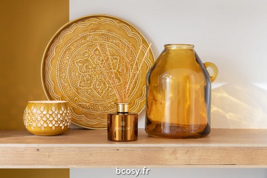 Jolipa Vase Anse Cylindre Verre Ocre Small.
