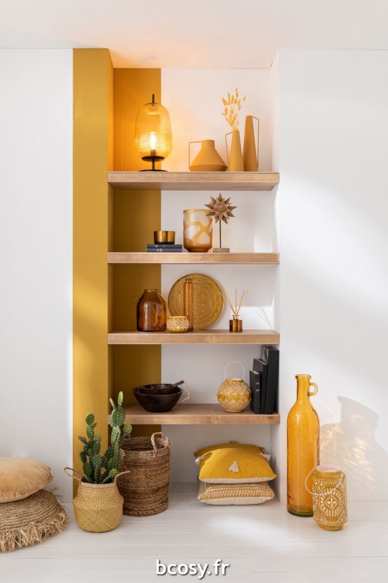 Jolipa Vase Bouteuille Cylindre Ocre.