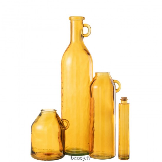J-Line J Line amphores cruches avec 2 anses Jolipa Vase Bouteuille Cylindre Ocre.