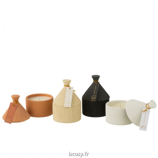 J-Line J Line bougies parfumées Jolipa Bougie Ceramique Pot Mimosa Rose Cire Terracota 40H.