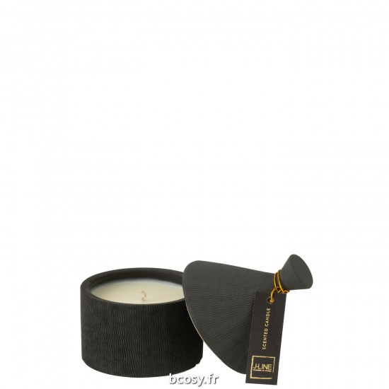 J Line Bougie Ceramique Pot Mimosa&Rose Cire Noir 40H L12xB12xH18 cm JLine 32814 by Jolipa 32814.