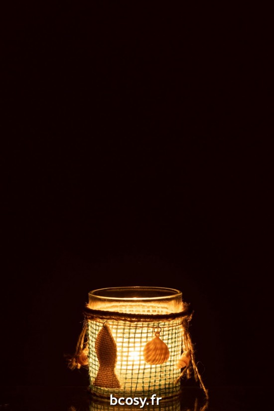 J-Line J Line photophores Jolipa Photophore Mer Deco Verre Bleu Blanc.