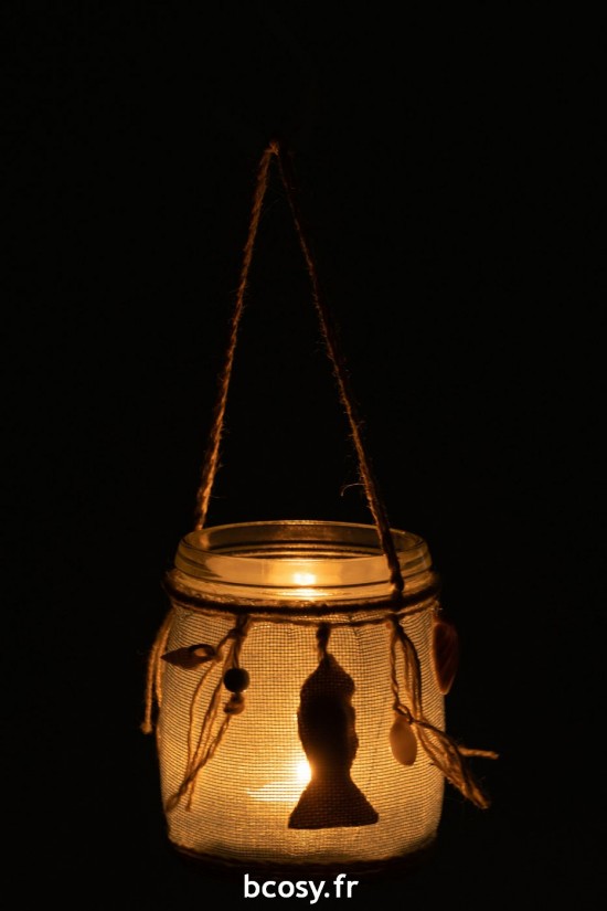 J-Line J Line photophores Jolipa Photophore Mer Deco Verre Bleu Blanc.