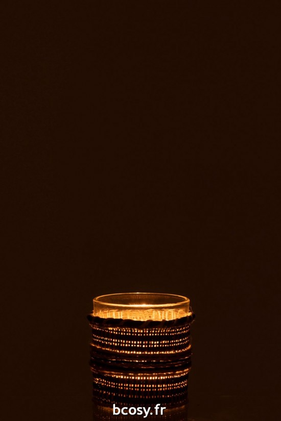 J-Line J Line photophores Jolipa Photophore Verre Marron Beige.