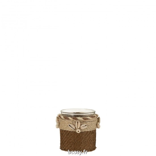 J Line Photophore Coquillages Verre Brown L8xB8xH9 cm JLine 32960 by Jolipa 32960.