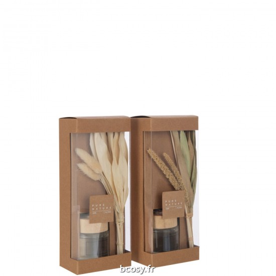 J-Line J Line diffuseurs de parfums Jolipa Huile Parfumee Avec Fleurs Verre Vert Naturel Assortiment De 2.