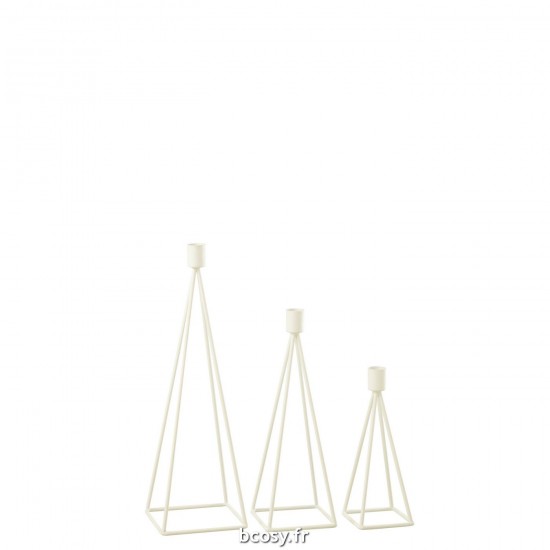 J-Line J Line chandeliers candélabres Jolipa Set De 3 Chandeliers Metal Blanc.