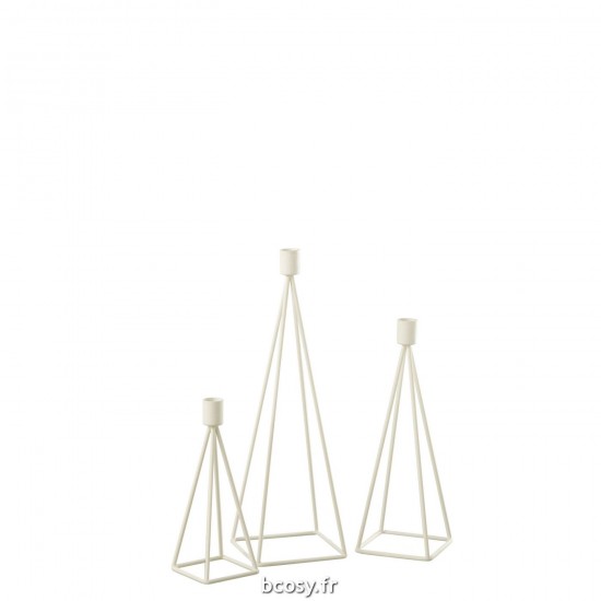 J Line Set De 3 Chandeliers Metal Blanc L12xB12xH39 cm JLine 33141 by Jolipa 33141.