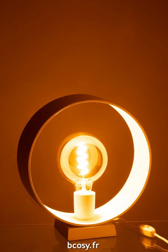 Jolipa Lampe De Table Cercle Mat Blanc.