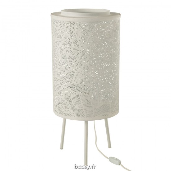 J Line Lampe Metal Perforee Metal Blanc L27xB27xH66 cm JLine 33147 by Jolipa 33147.