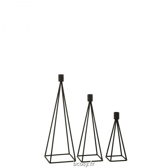 J-Line J Line chandeliers candélabres Jolipa Set De 3 Chandeliers Metal Noir.