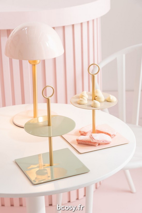 Jolipa Plateau A Niveau Rond Carre Metal Vert Or.