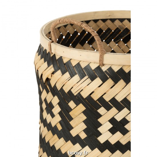 J-Line J Line paniers de rangement Jolipa Set 3 Paniers Motifs Anses Bambou Naturel Noir.
