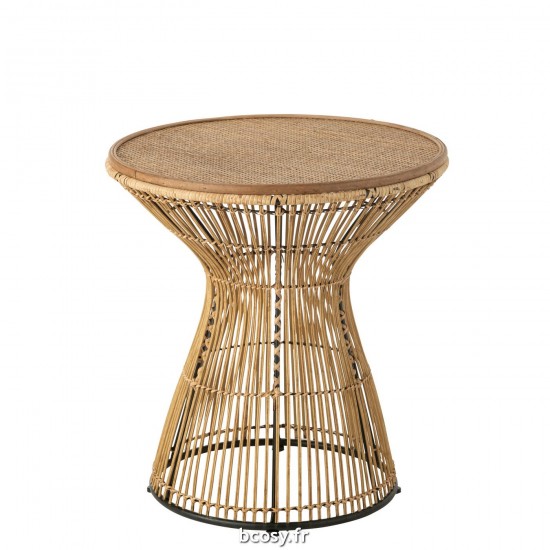 J Line Table Gigogne Rond Rainures Rotin Naturel L63xB63xH61 cm JLine 33204 by Jolipa 33204.