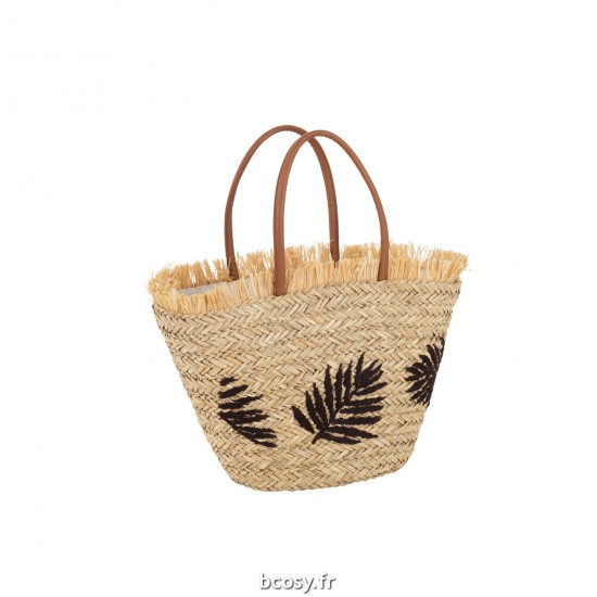J Line Sac De Plage Feuille Jute Naturel Marron Fonce L48xB22xH55 cm JLine 33274 by Jolipa 33274.