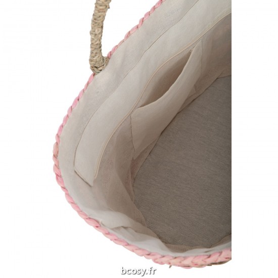 J-Line J Line sacs de plage Jolipa Sac De Plage Anses Courtes Jute Naturel Lignes Jute Naturel Rose Clair.