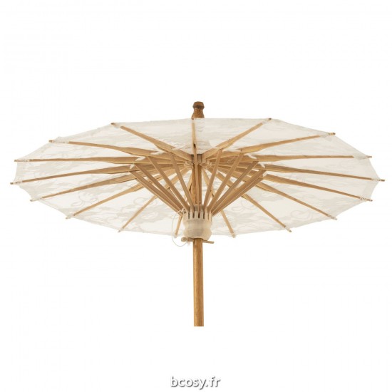 J-Line J Line parasol ornemental parasols ornementaux Jolipa Parasol Motifs Dentelle Coton Bois Blanc.