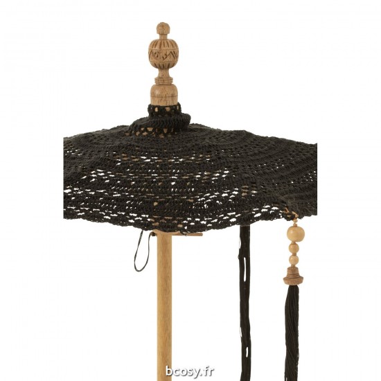 J-Line J Line parasol ornemental parasols ornementaux Jolipa Parasol Floche Pied Coton Bois Noir Small.